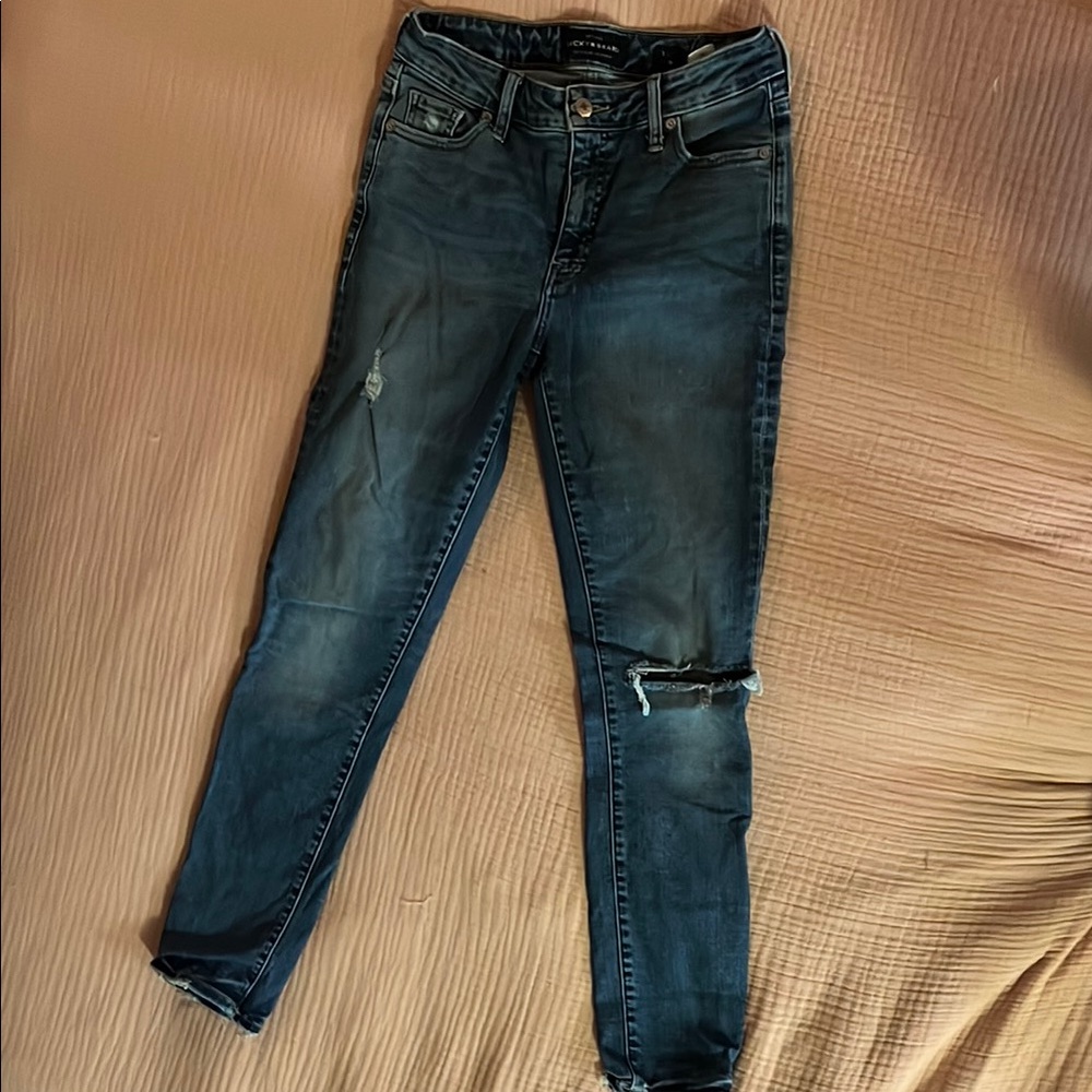 Lucky Brand Hayden Skinny Jeans with Distressed Rips and Vintage Look